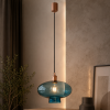 Szklana lampa wisząca TRESCO 8982 Argon Niebieski Miedziane detale
